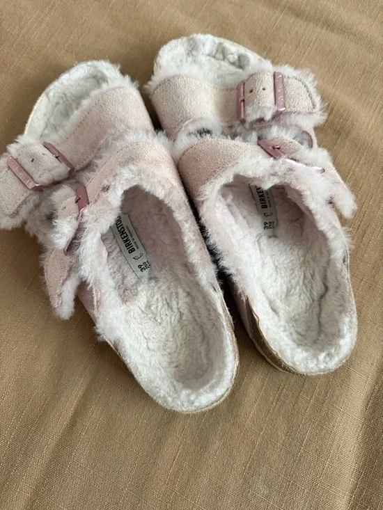 Birkenstock Arizona Shearling Suede Leather Light Rose - Picture 2 of 5